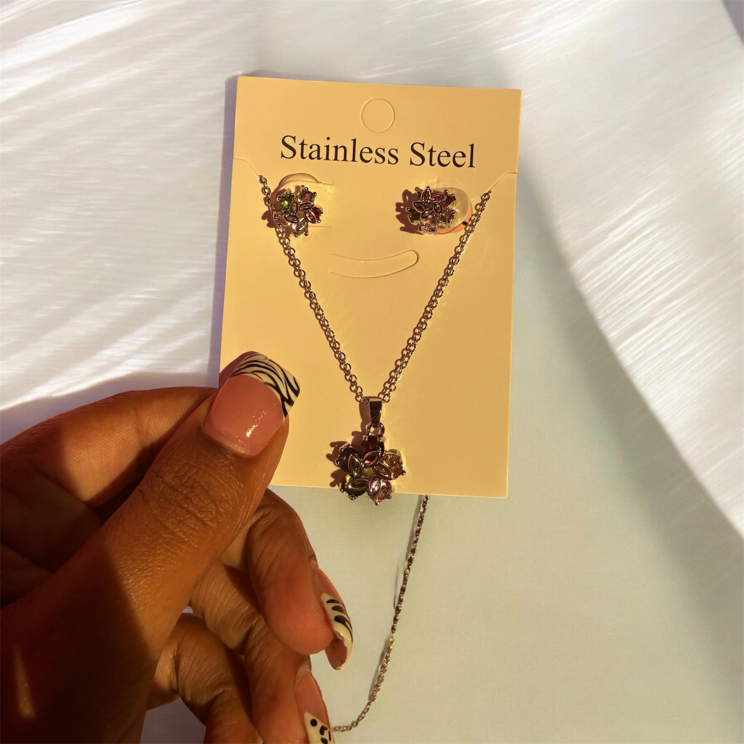 Flower earring& necklace set